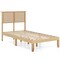 Natural Platform Bed Frame with Rattan Headboard and 12 Wooden Slats